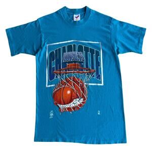 Vintage Charlotte Hornets NBA Basketball Hoop 90s Shirt Fits like Medium